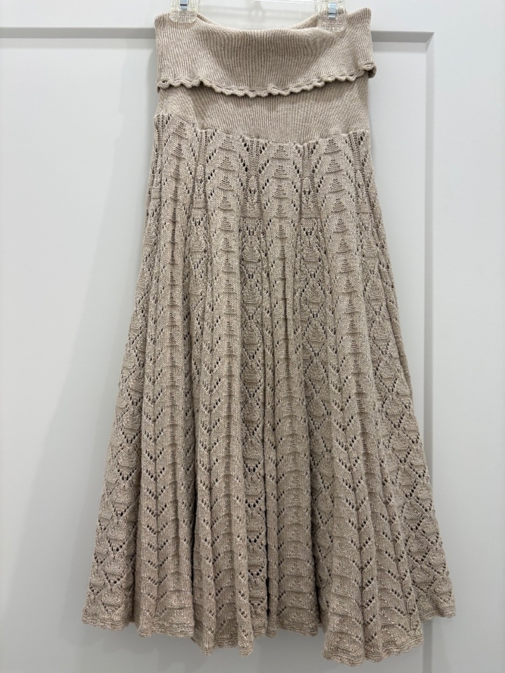 MOTH Beige Crochet Lined Skirt; Size: XS